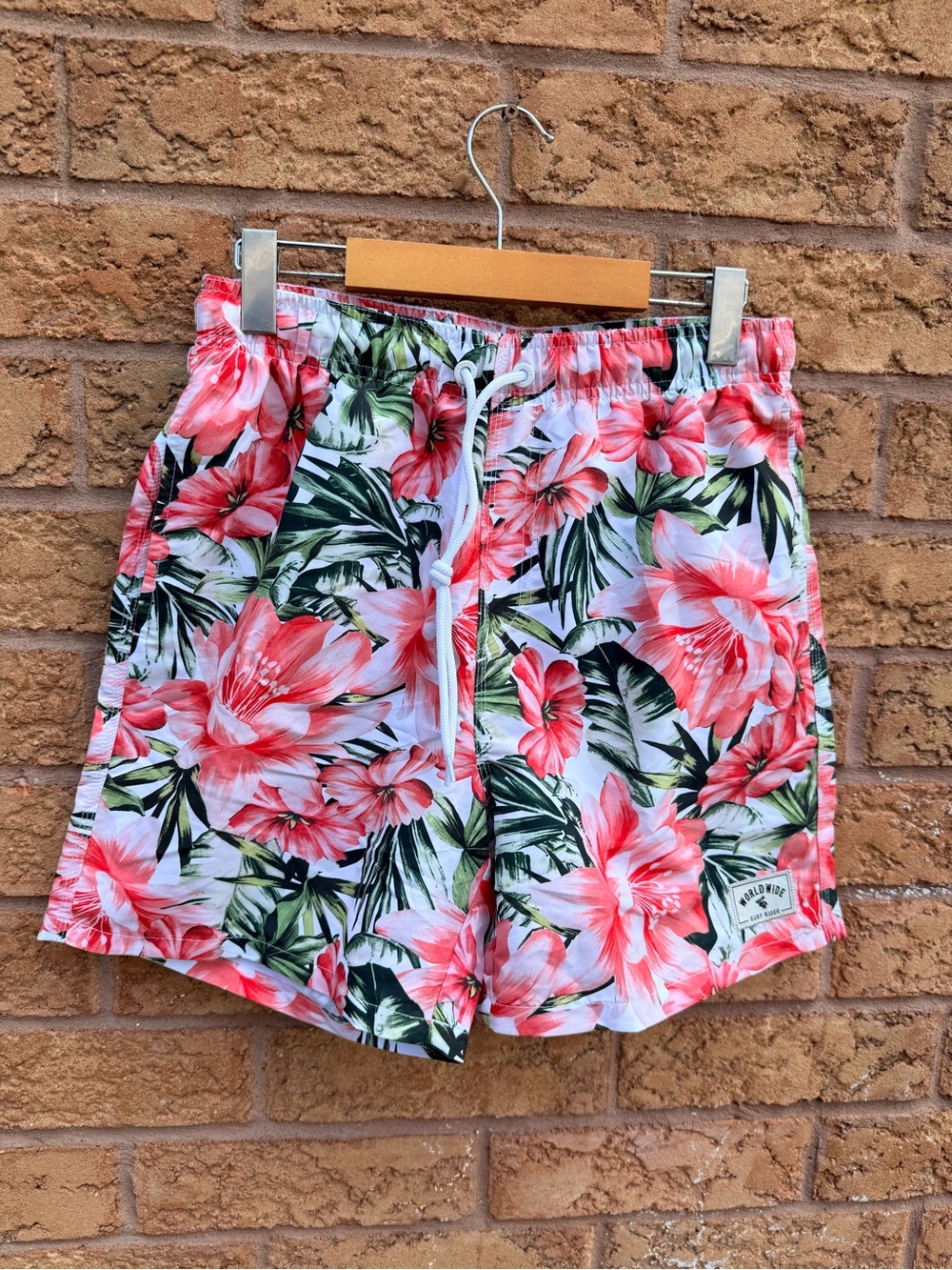 4/$25 • World Wide Surf Rider Floral Tropical Swim Shorts